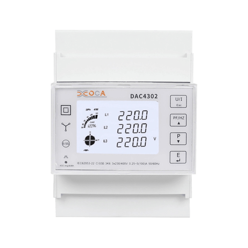 Třífázový 2t elektroměr Dac4302 na DIN lištu AC